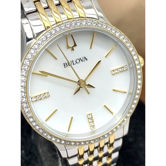 Bulova Women's Watch 98X118 Quartz Mother of Pearl Dial Two Tone Steel 3… - Picture 1 of 13